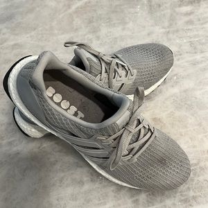 Adidas Ultra Boost sneakers.  Gray fabric